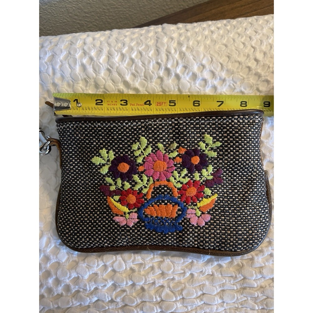 Consuela Embroidered Floral Wristlet Tweed Leopard Boho Funky Retired - Picture 3 of 12